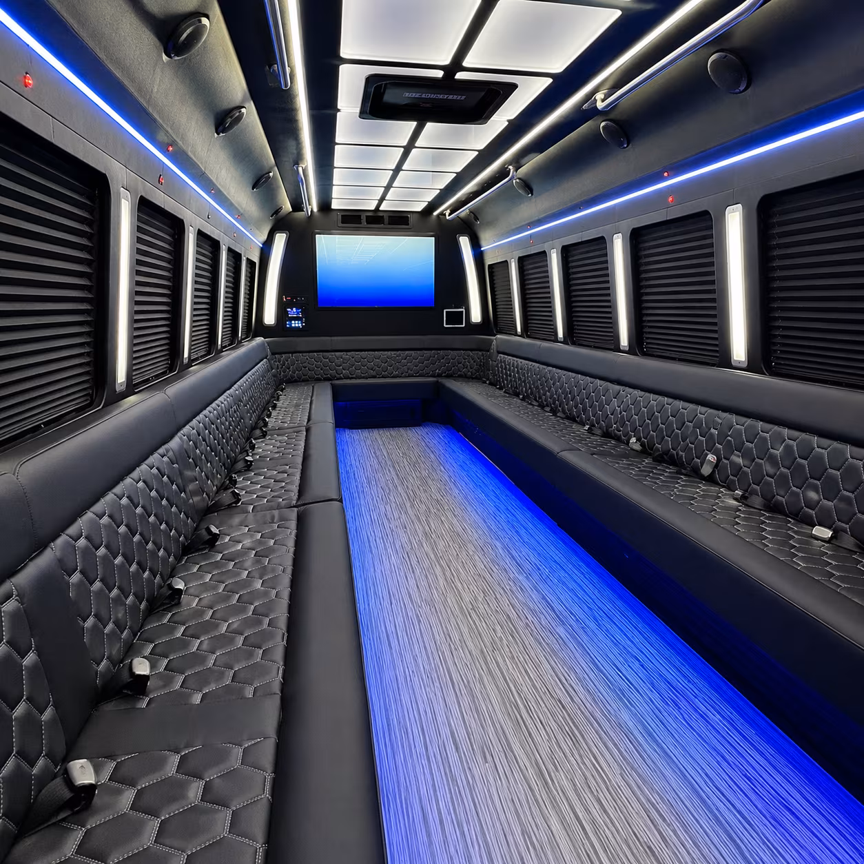 grand island 50 passenger party bus inside