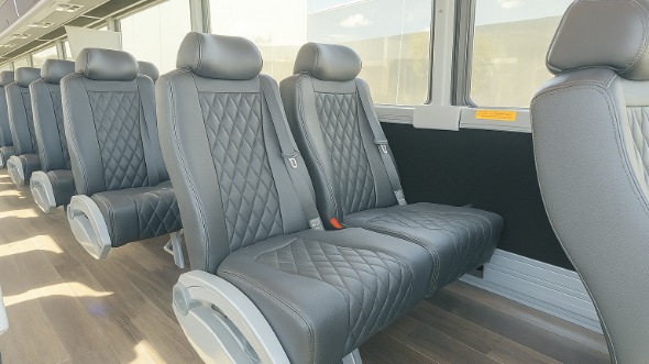 Interior of Charter Bus Company Grand Island's 15 Passenger Minibus in Grand Island