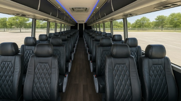 Interior of Charter Bus Company Grand Island's 50 Passenger Charter Bus in Grand Island
