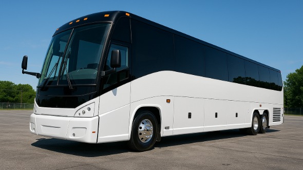 Exterior of Charter Bus Company Grand Island's 54 Passenger Charter Bus in Grand Island