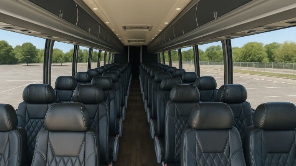 Interior of Charter Bus Company Grand Island's 55 Passenger Charter Bus in Grand Island