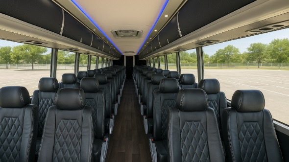 Interior of Charter Bus Company Grand Island's 56 Passenger Charter Bus in Grand Island