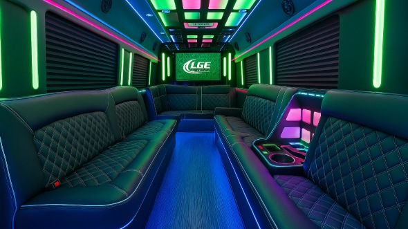 Interior of Charter Bus Company Grand Island's Party Bus in Grand Island