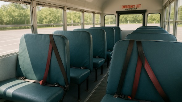 Interior of Charter Bus Company Grand Island's School Bus in Grand Island