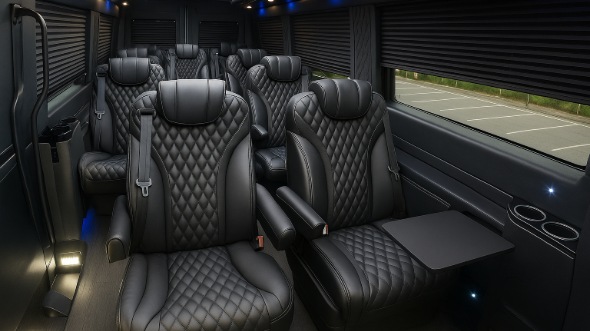 Interior of Charter Bus Company Grand Island's Sprinter Van Rental With Driver in Grand Island